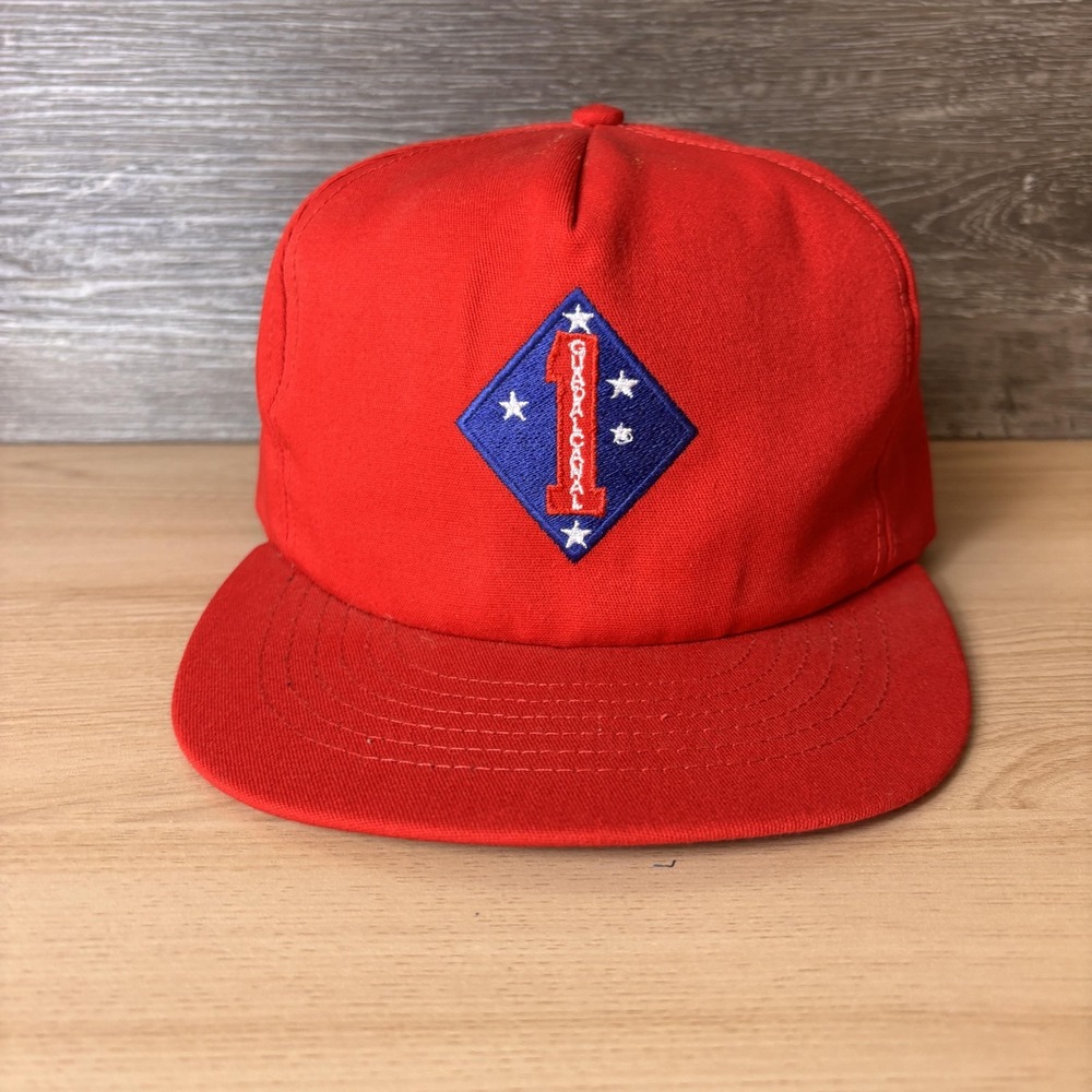 VINTAGE Blue Diamond Stars Hat Cap Snap Back Red Patch Embroidered Mens USA 90s